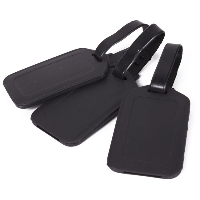 Benson Set van 3 kofferlabels - Duurzaam kunststof - Personaliseerbaar - Zwart