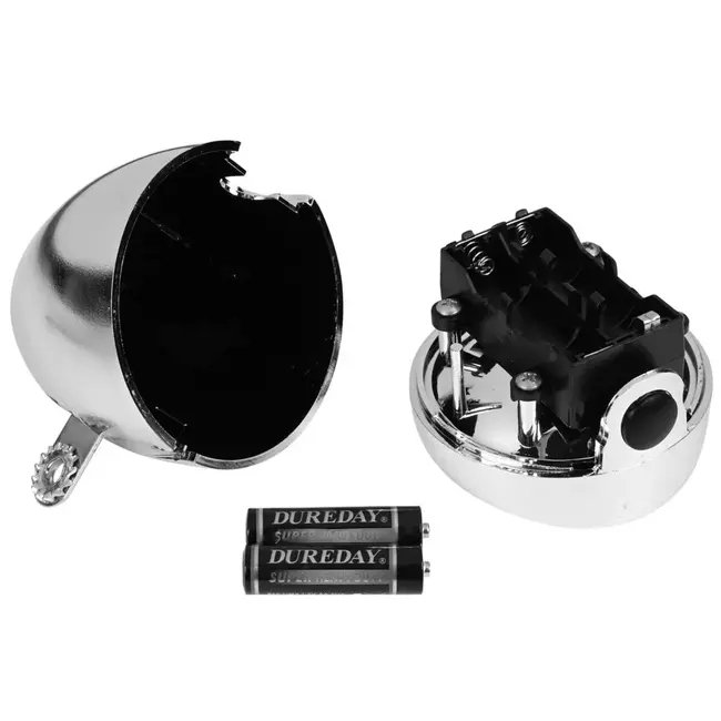 Benson Retro fietskoplamp - chroom - 1 LED - 15 meter zicht - inclusief batterijen