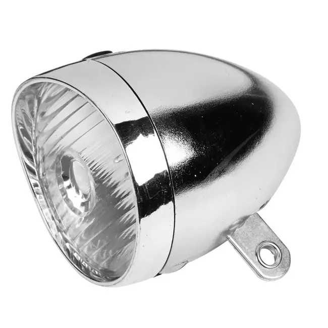 Benson Retro fietskoplamp - chroom - 1 LED - 15 meter zicht - inclusief batterijen