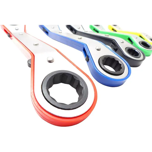 Benson Kleurrijke ring ratelsleutelset - 5-delig - 6 t/m 21 mm - Metrisch - Gebogen ontwerp