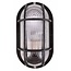 Benson Ovale buitenlamp - zwart kunststof - geribbeld glas - E27 fitting - 17 x 11 x 10.5 cm - IP44