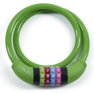 Xolid Kabelslot - 4-cijferig - Ø 10 mm - 65 cm - groen - stootvast kunststof