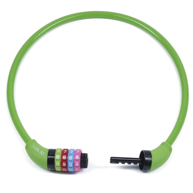 Xolid Kabelslot - 4-cijferig - Ø 10 mm - 65 cm - groen - stootvast kunststof