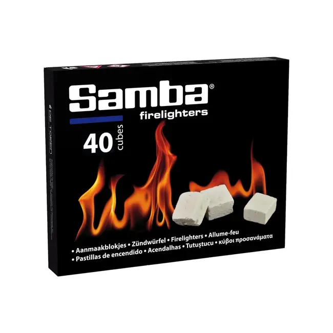 Samba Aanmaakblokjes - petroleumbasis - veilig aansteken, brandtijd 10-12 min - wit - 1120 stuks - barbecue, haard, vuurkorf