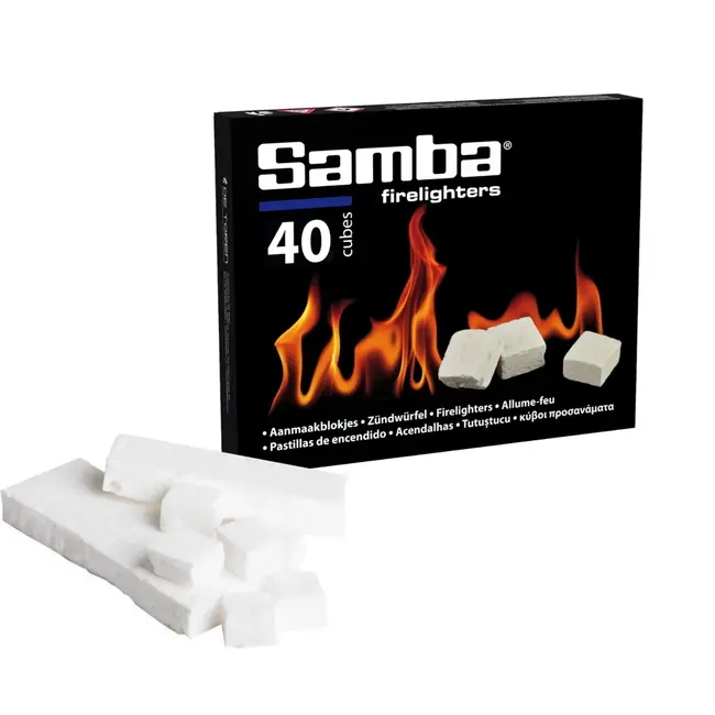 Samba Aanmaakblokjes - petroleumbasis - veilig aansteken, brandtijd 10-12 min - wit - 1120 stuks - barbecue, haard, vuurkorf