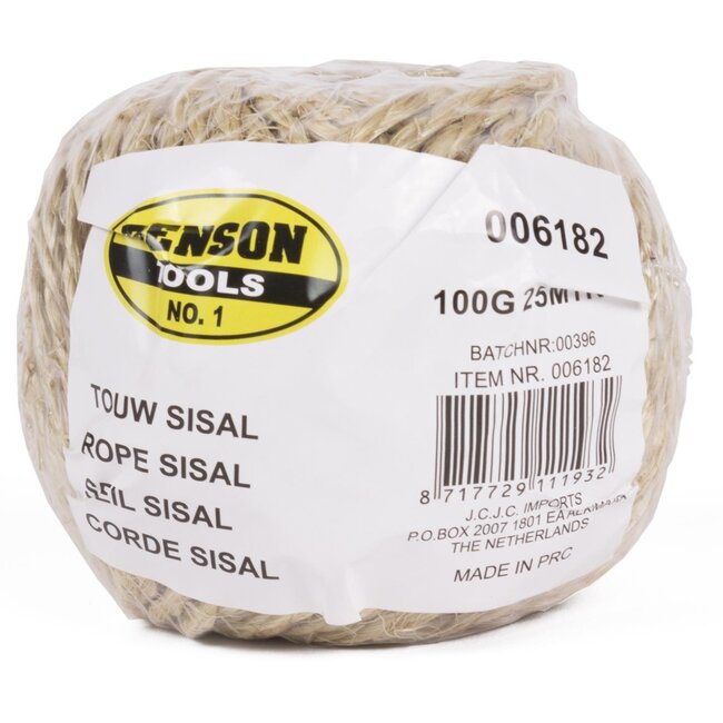 Benson Universeel sisal touw - 25 meter - 100 gram - duurzaam en weerbestendig