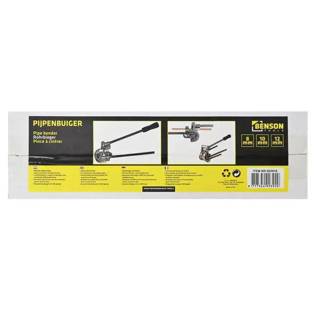 Benson Pijpenbuiger - Nauwkeurig Buigen tot 180 Graden - Voor 8-10-12 mm Buizen - Verchroomd Staal en Aluminium
