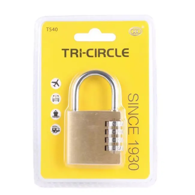 Tri-Circle Hangslot met cijfercode - 40 mm - set van 10 stuks - duurzaam staal - eenvoudig in gebruik