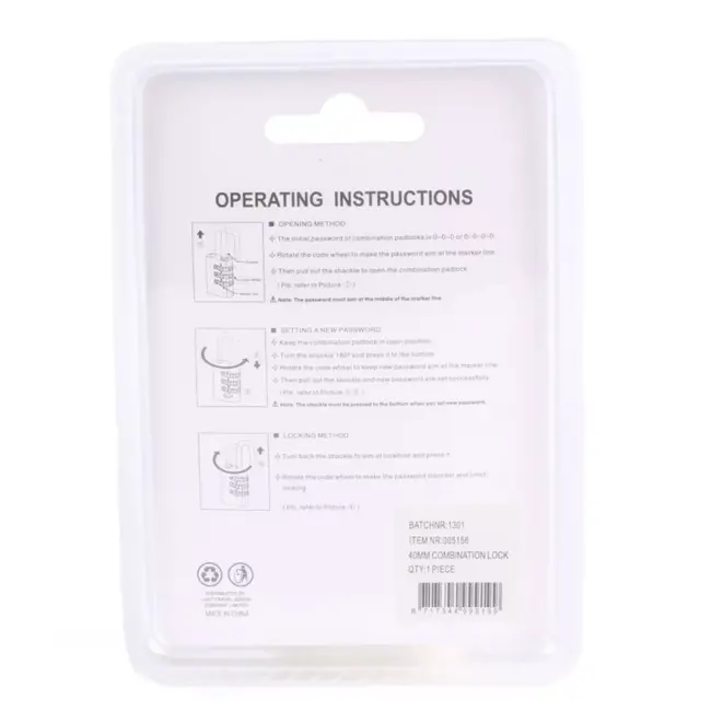 Tri-Circle Hangslot met cijfercode - 40 mm - set van 10 stuks - duurzaam staal - eenvoudig in gebruik