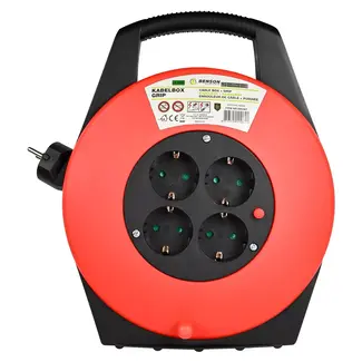 Benson Kabelbox - 10 meter - 4 geaarde aansluitpunten - Kinderbeveiliging - Rood/Zwart