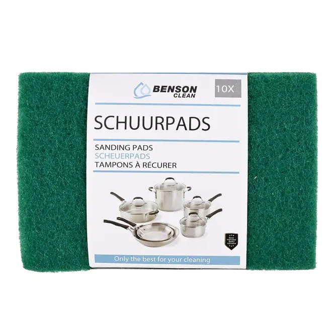 Benson Schuurpads - Multifunctioneel - 14.5 x 10 x 1 cm - Groen - 10 stuks