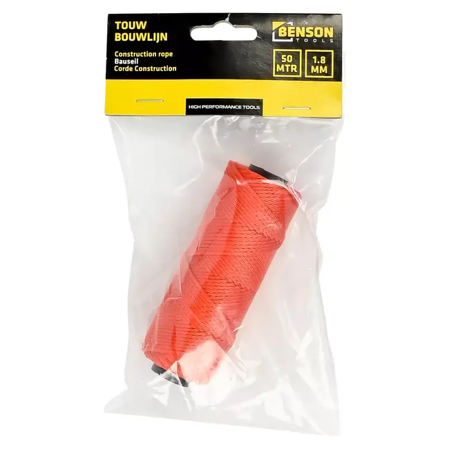 Benson Oranje bouwlijn touw - 1.8 mm diameter - 50 meter lengte - opvallend en duurzaam