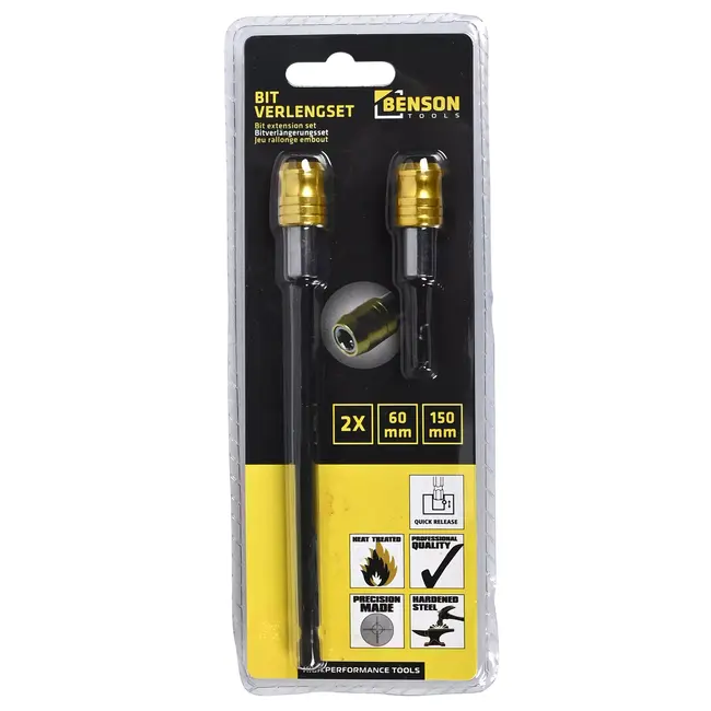 Benson Bit verlenger set - magnetisch - snelwisselsysteem - 60 mm & 150 mm - chroom vanadiumstaal