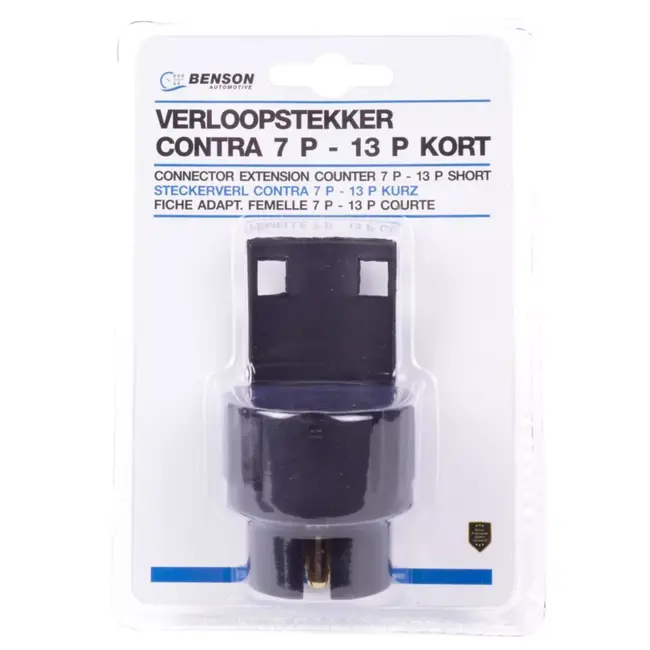 Benson Verloopstekker aanhanger - 7-polig naar 13-polig - duurzame ABS - messing contacten - vergrendelingshaak