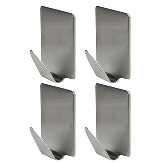 Benson Zelfklevende vierkante handdoekhaken - RVS - set van 4 stuks