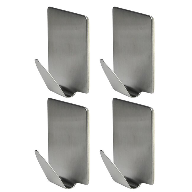 Benson Zelfklevende vierkante handdoekhaken - RVS - set van 4 stuks