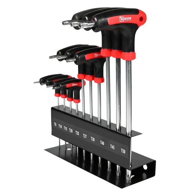 Benson Torx schroevendraaierset - T-vorm - Antislip - 10-delig - Inclusief wandhouder