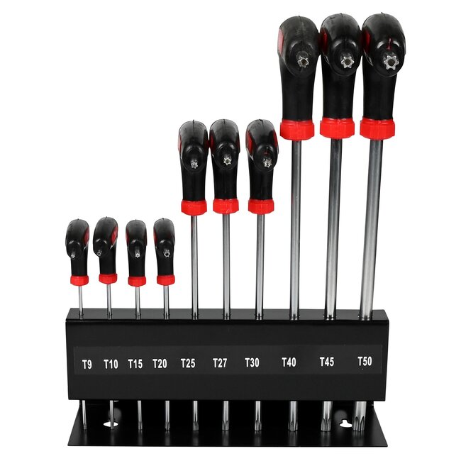 Benson Torx schroevendraaierset - T-vorm - Antislip - 10-delig - Inclusief wandhouder