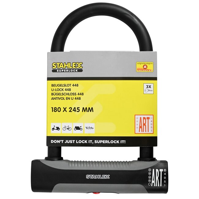 Stahlex Beugelslot - ART 4-sterren - Dubbelzijdige vergrendeling - Gehard staal - 18 x 24.5 cm
