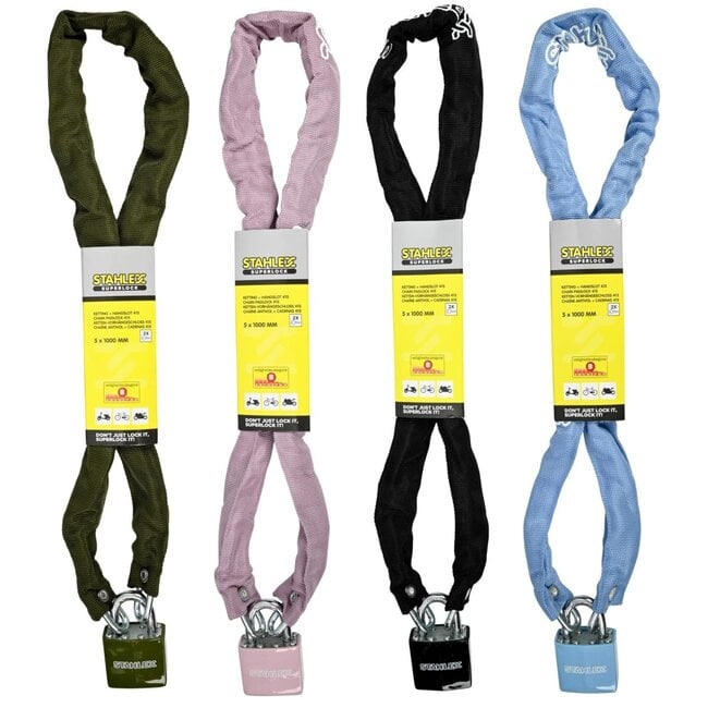 Stahlex Kettingslot - Gehard Staal - 100 cm - Inclusief 2 Sleutels - Mix