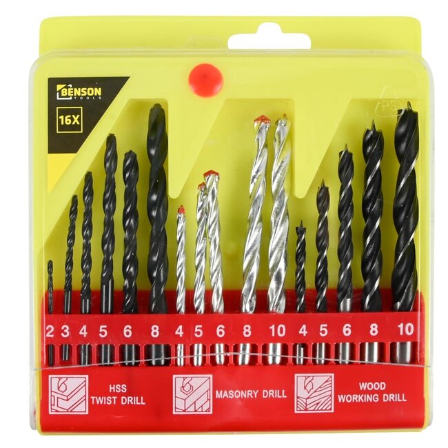 Benson Boor- en schroefset - 12-delig - Voor hout, steen en metaal - Veelzijdig en duurzaam