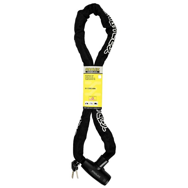 Stahlex Kettingslot - Gehard Staal - Supersafe Cilinder - 8 x 1200 mm - Zwart