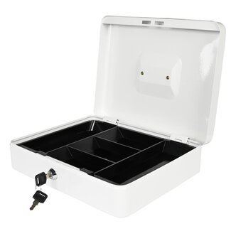 Benson Compact metalen geldkistje - cilinderslot - wit - 300 x 240 x 90 mm