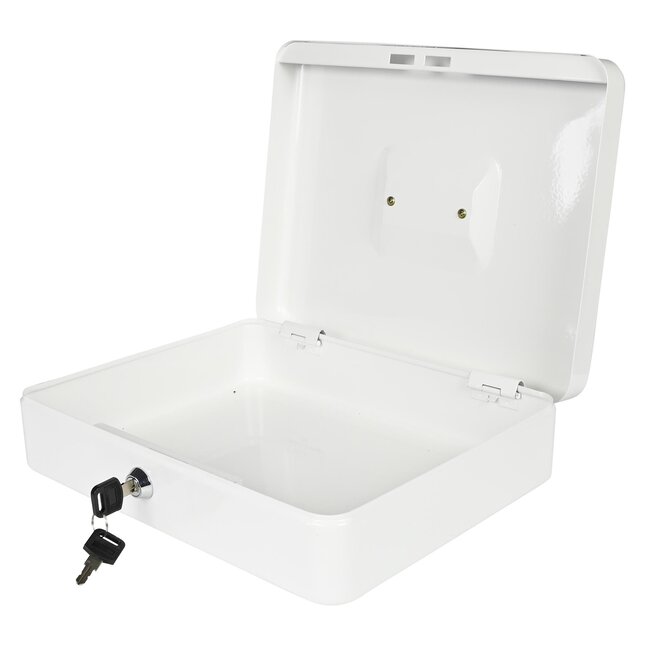 Benson Compact metalen geldkistje - cilinderslot - wit - 300 x 240 x 90 mm