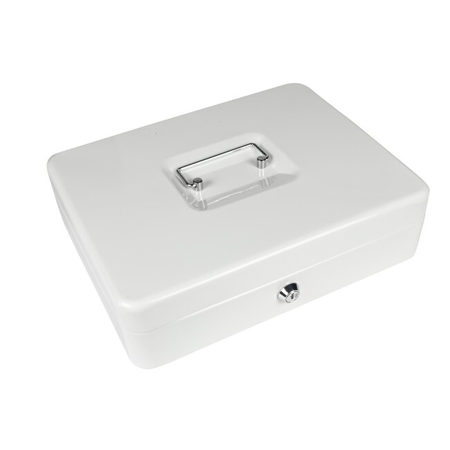 Benson Compact metalen geldkistje - cilinderslot - wit - 300 x 240 x 90 mm