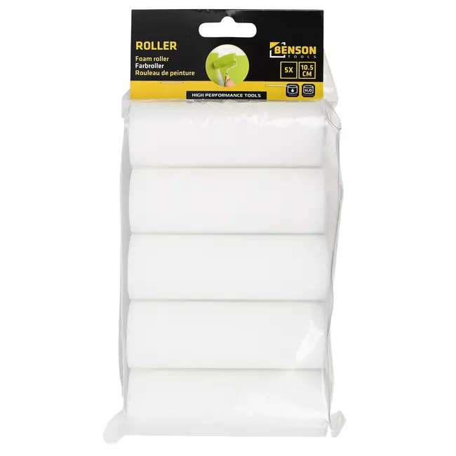 Benson Schuimroller set - 10,5 cm - recht - 5 stuks - voor watergedragen verf