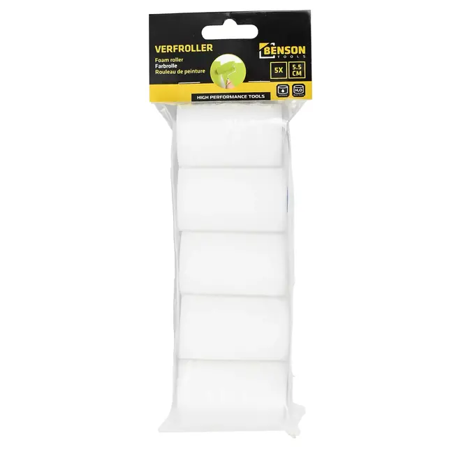 Benson Mini schuimroller - 5 stuks - 5,5 cm - recht - voor precisieschilderwerk