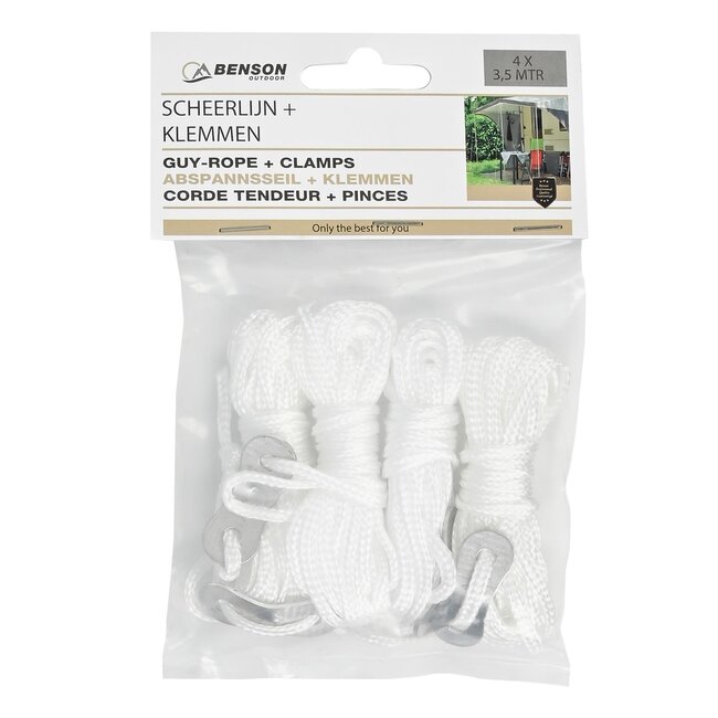 Benson Set scheerlijnen - 3,5 meter - met klemmen - 4 stuks - duurzaam nylon