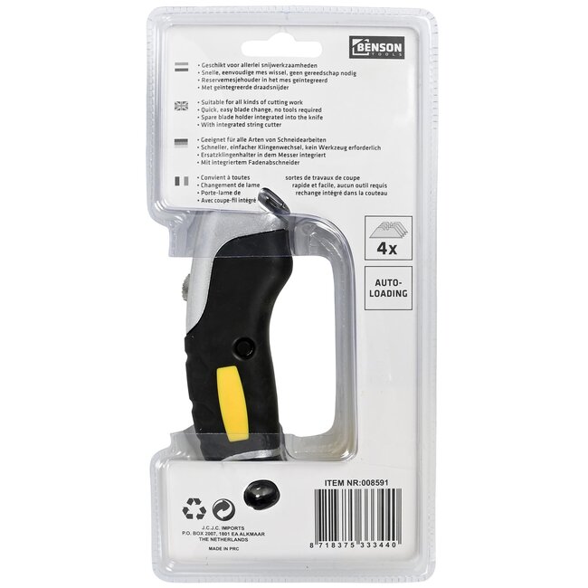 Benson Uitschuifmes - Autoloading - Inclusief 4 reserve mesjes - Comfortabele grip