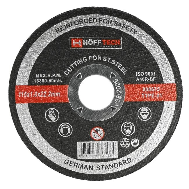 Hofftech Ultradunne doorslijpschijf - precisie en veelzijdigheid - 115 mm - 1 mm dikte - RVS en staal