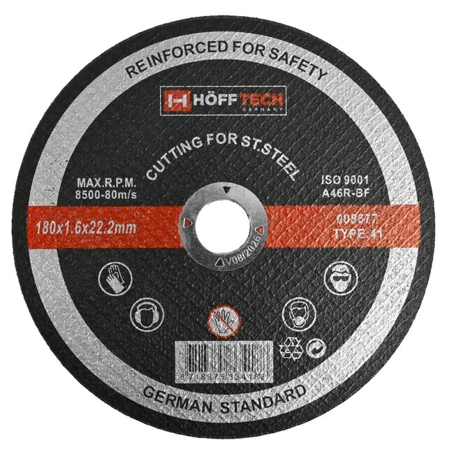 Benson Doorslijpschijf - Inox - Versterkte wapening - Ø 180 mm - 1,6 mm dik - As-gat 22,2 mm