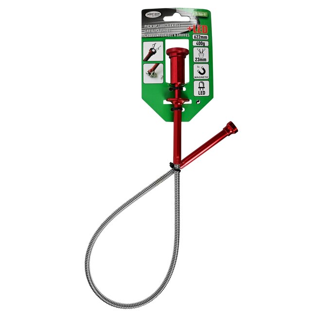 Hofftech Pick Up Tool - Aluminium - Magneet - LED - 622 mm - Rood