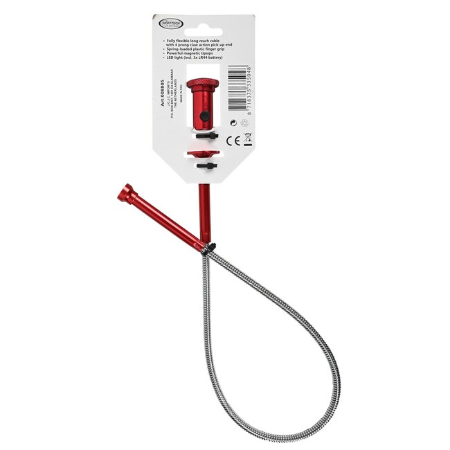 Hofftech Pick Up Tool - Aluminium - Magneet - LED - 622 mm - Rood