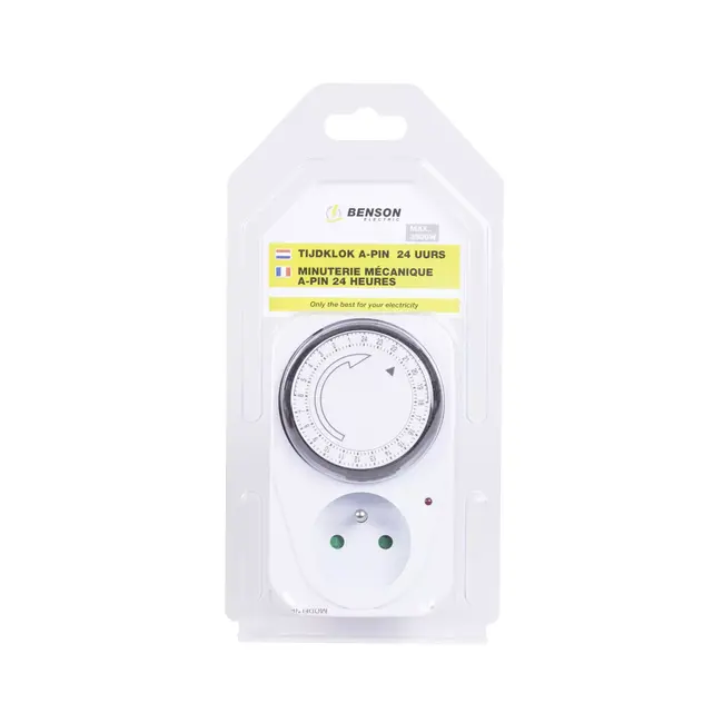 Benson Analoge schakelklok met penaarde - 96 schakelingen per dag - 15 min interval - Kinderbeveiliging