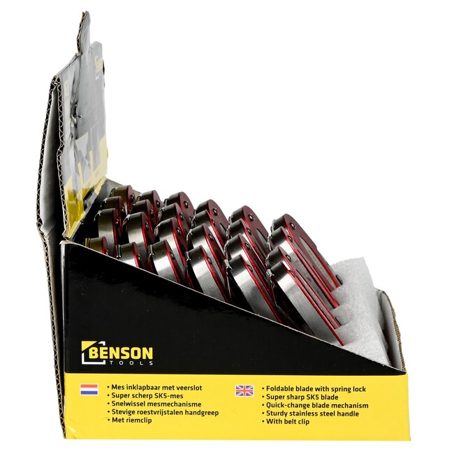 Benson Inklapbaar zakmes - Trapezium mes - Riemclip - Klein zakformaat - Super scherp