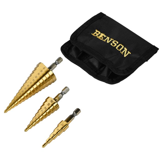 Benson 3-delige stappenboor set - HSS titanium - 4-32 mm - veelzijdig en duurzaam