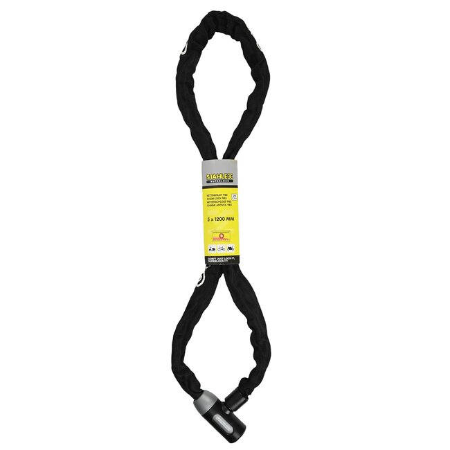 Benson Kettingslot - gehard staal - cilinderslot - beschermhoes - 120 cm - rood/zwart