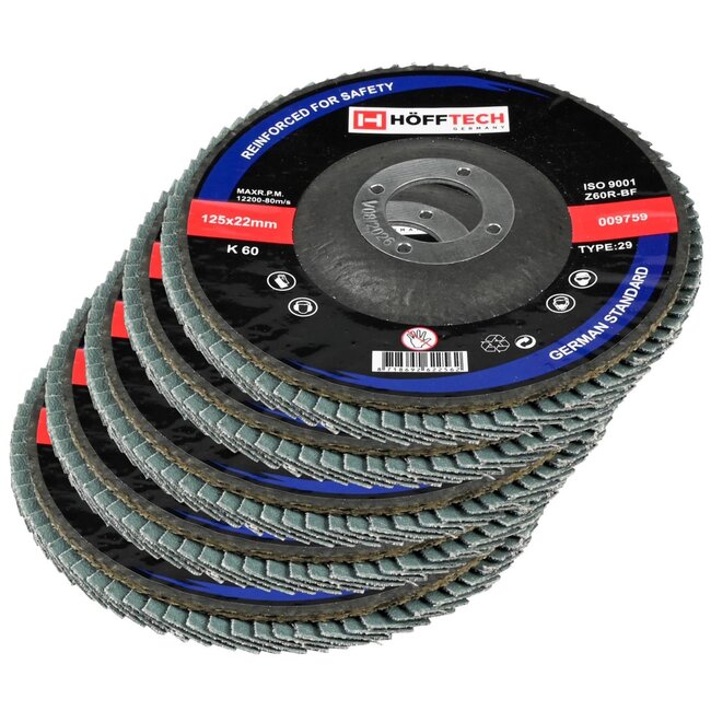 Hofftech Lamellen schuurschijf - K60 - 125 mm - Minder vibraties - Voor staal en RVS