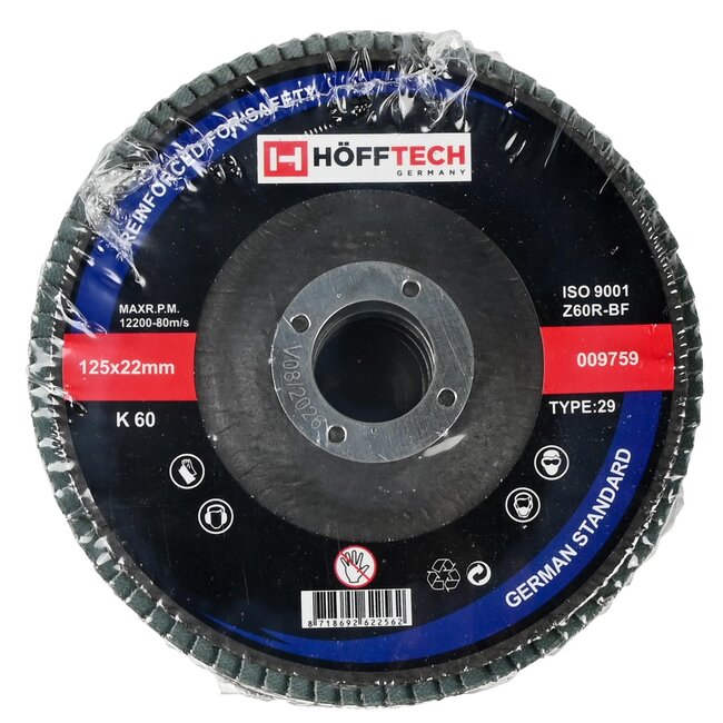 Hofftech Lamellen schuurschijf - K60 - 125 mm - Minder vibraties - Voor staal en RVS