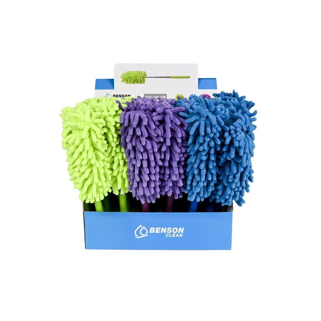 Benson Mini stoffer - microvezel plumeau - uitschuifbare telescoopsteel 80 cm - beweegbaar uiteinde