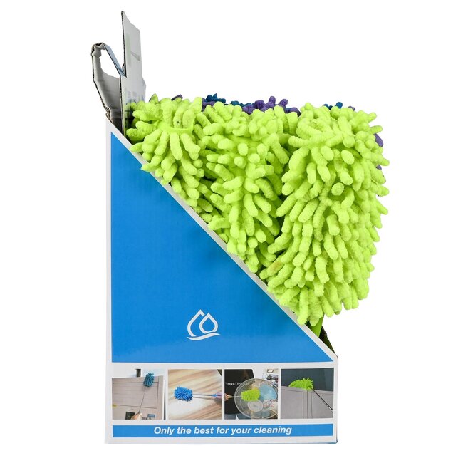 Benson Mini stoffer - microvezel plumeau - uitschuifbare telescoopsteel 80 cm - beweegbaar uiteinde