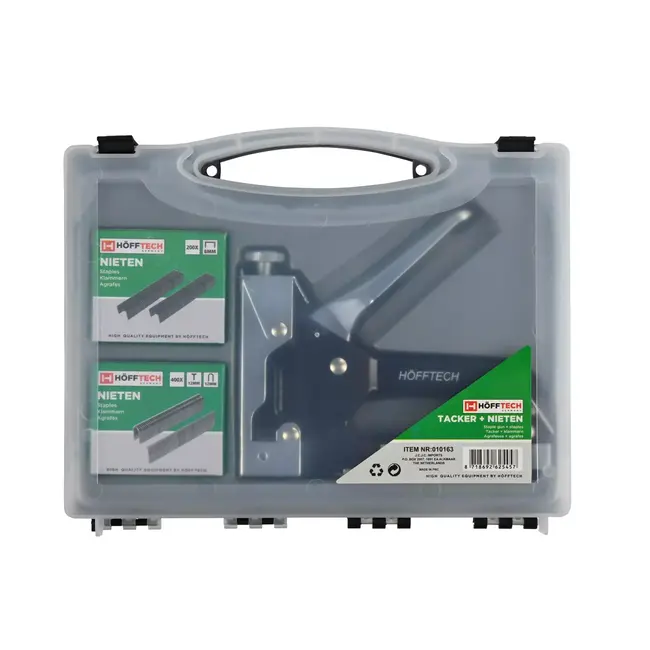 Hofftech Veelzijdige handtacker set - Inclusief 3 soorten nietjes en opbergkoffer