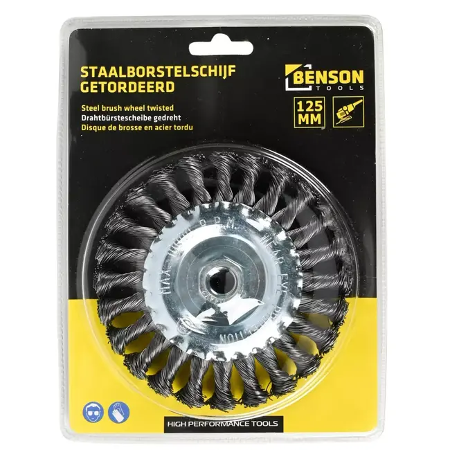 Benson Getordeerde rondborstel staal - M14 aansluiting - 125 mm - ideaal voor lasnaden en scherpe hoeken