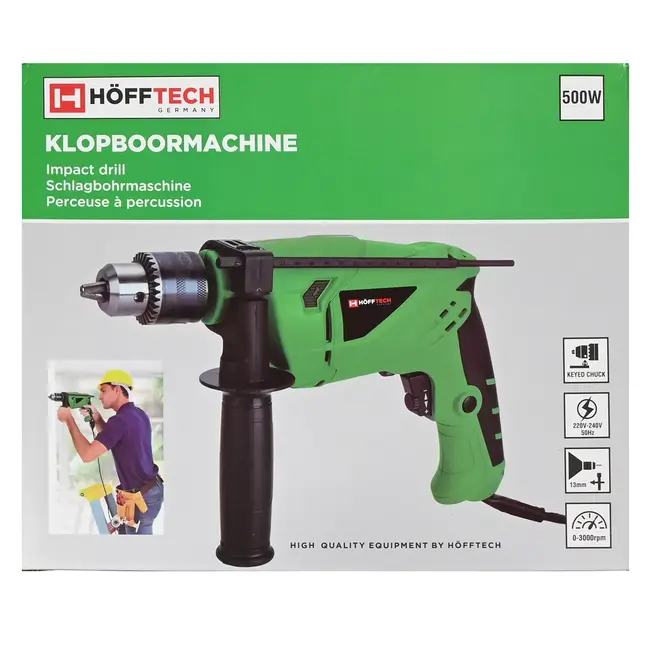 Hofftech Klopboormachine - 500 Watt - Verplaatsbaar handvat - Ergonomisch design - Groen