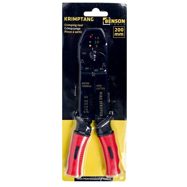 Benson Universele krimptang - 20 cm - Voor knippen, strippen en krimpen