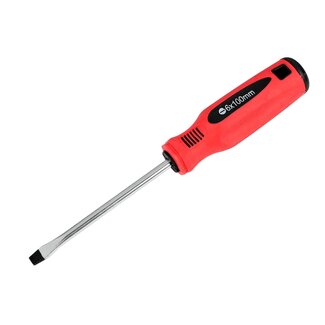 Benson Platkop schroevendraaier - ergonomische grip - gehard staal - 6 x 100 mm - oranje/zwart